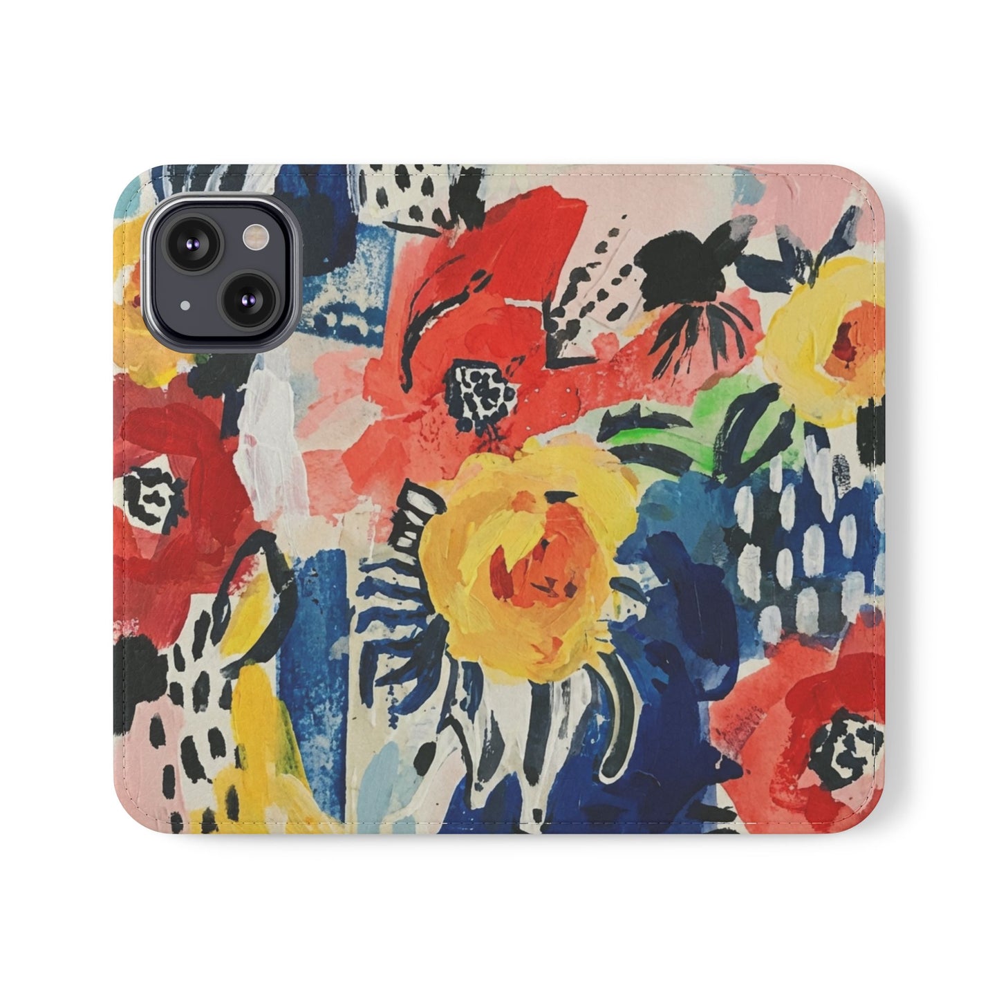 Abstract Flora Vegan Leather Flip Case
