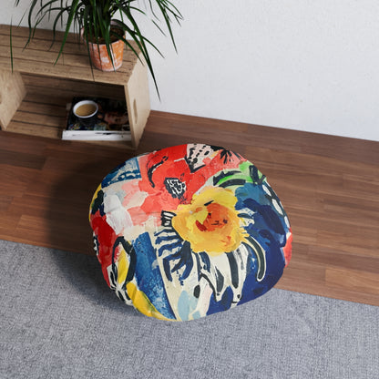 Abstract Flora Tufted Floor Pillow