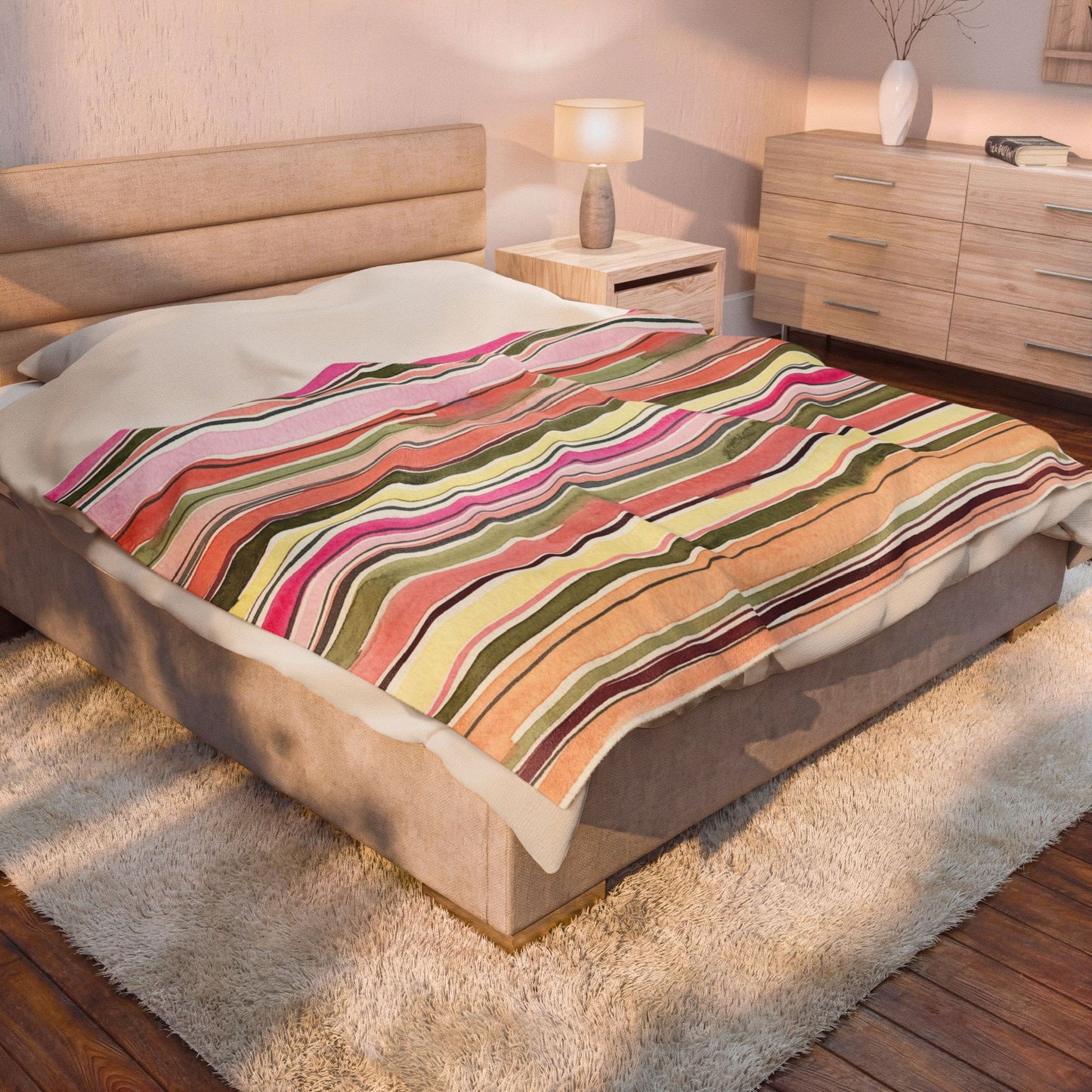 Summer Stripe Velveteen Plush Blanket