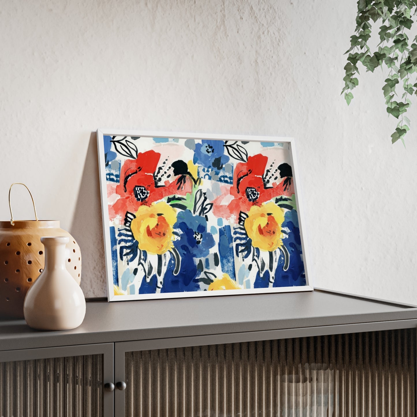 Abstract Flora Wood Framed Posters