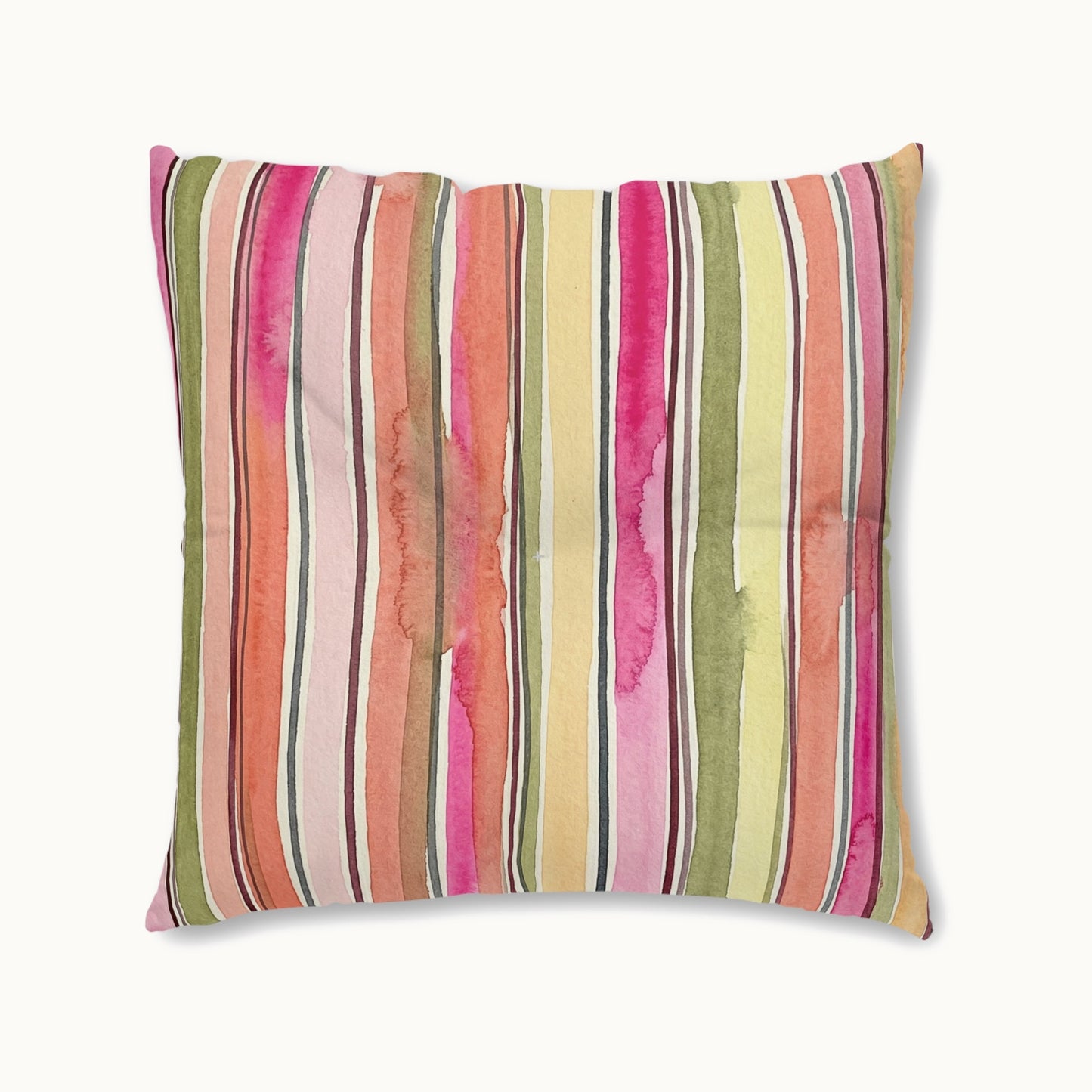 Summer Stripe Square Tufted Floor Pillow