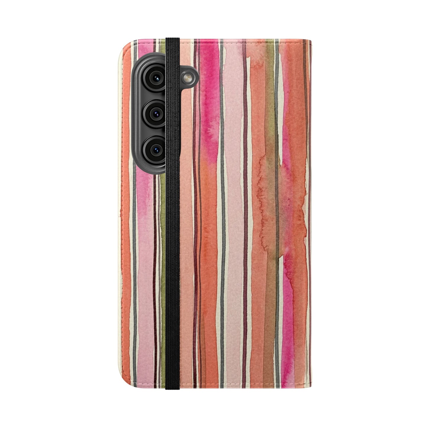 Summer Stripe Vegan Leather Flip Case