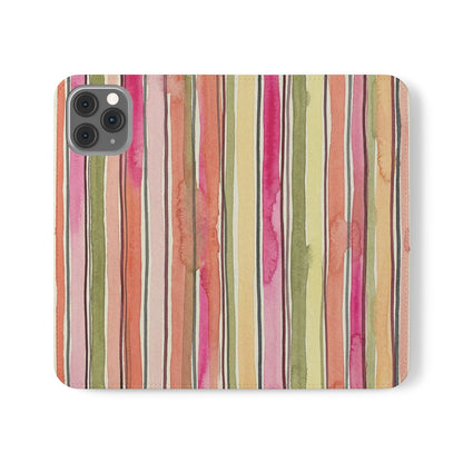 Summer Stripe Vegan Leather Flip Case