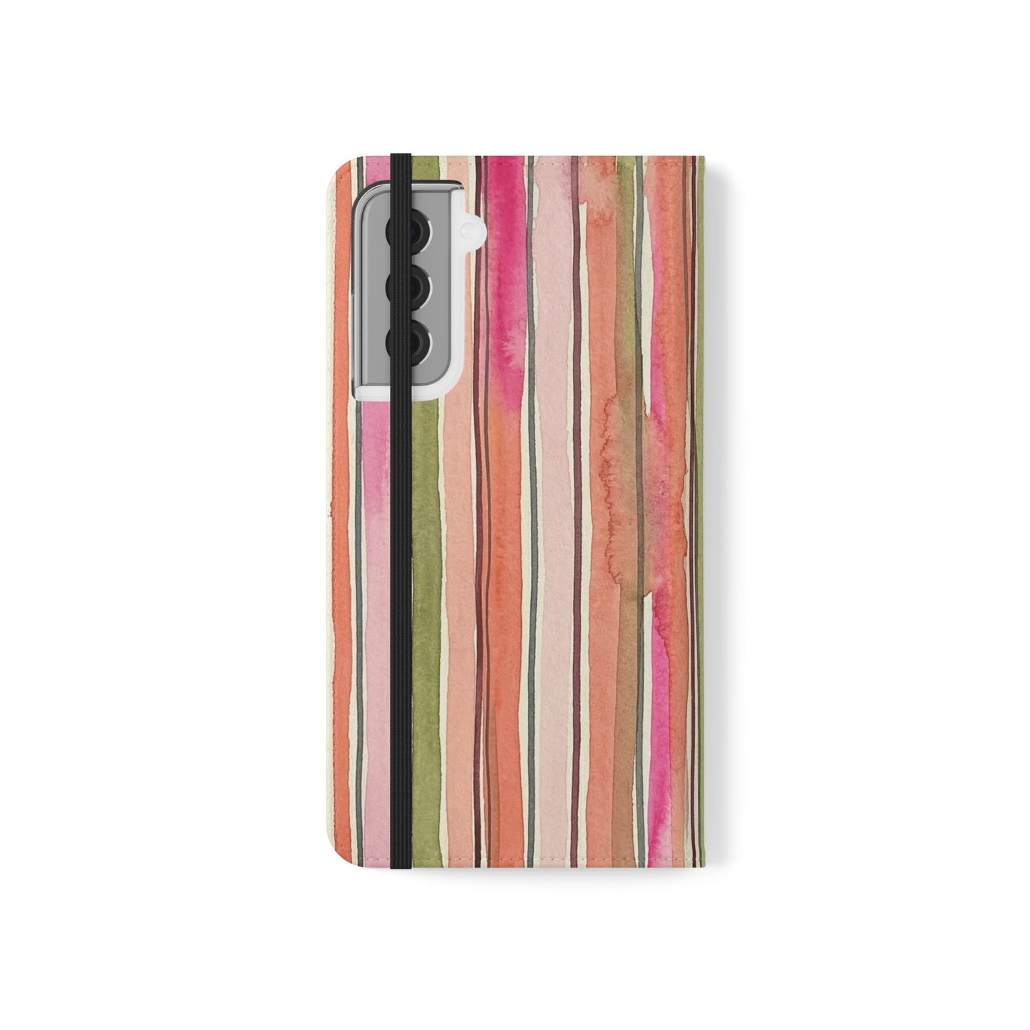 Summer Stripe Vegan Leather Flip Case