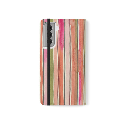Summer Stripe Vegan Leather Flip Case