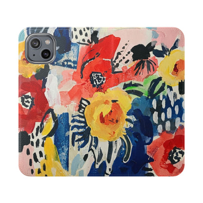 Abstract Flora Vegan Leather Flip Case