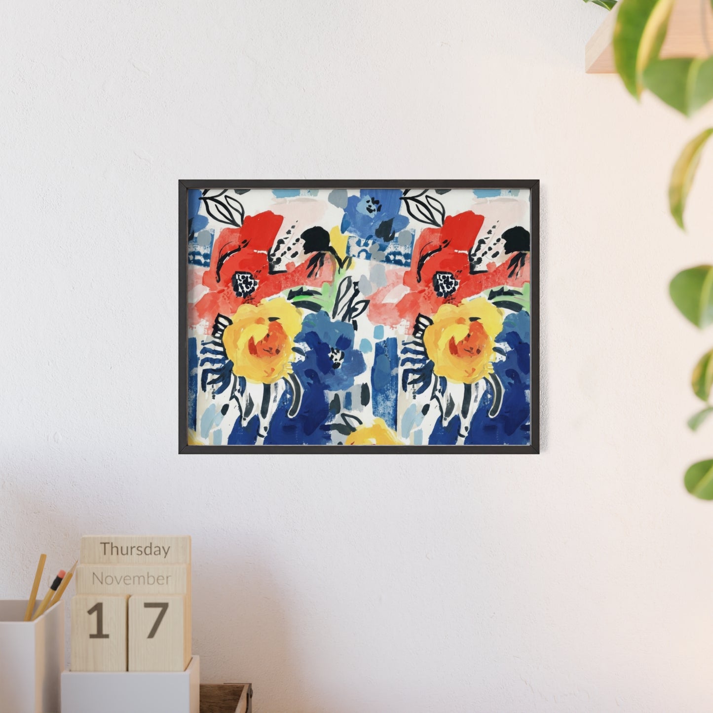 Abstract Flora Wood Framed Posters