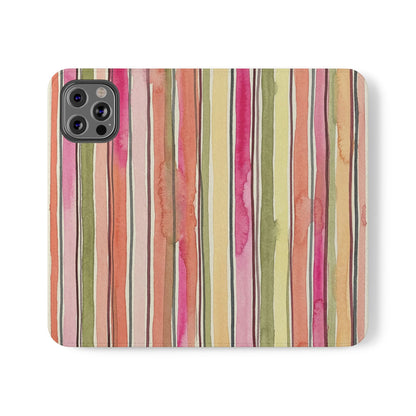 Summer Stripe Vegan Leather Flip Case