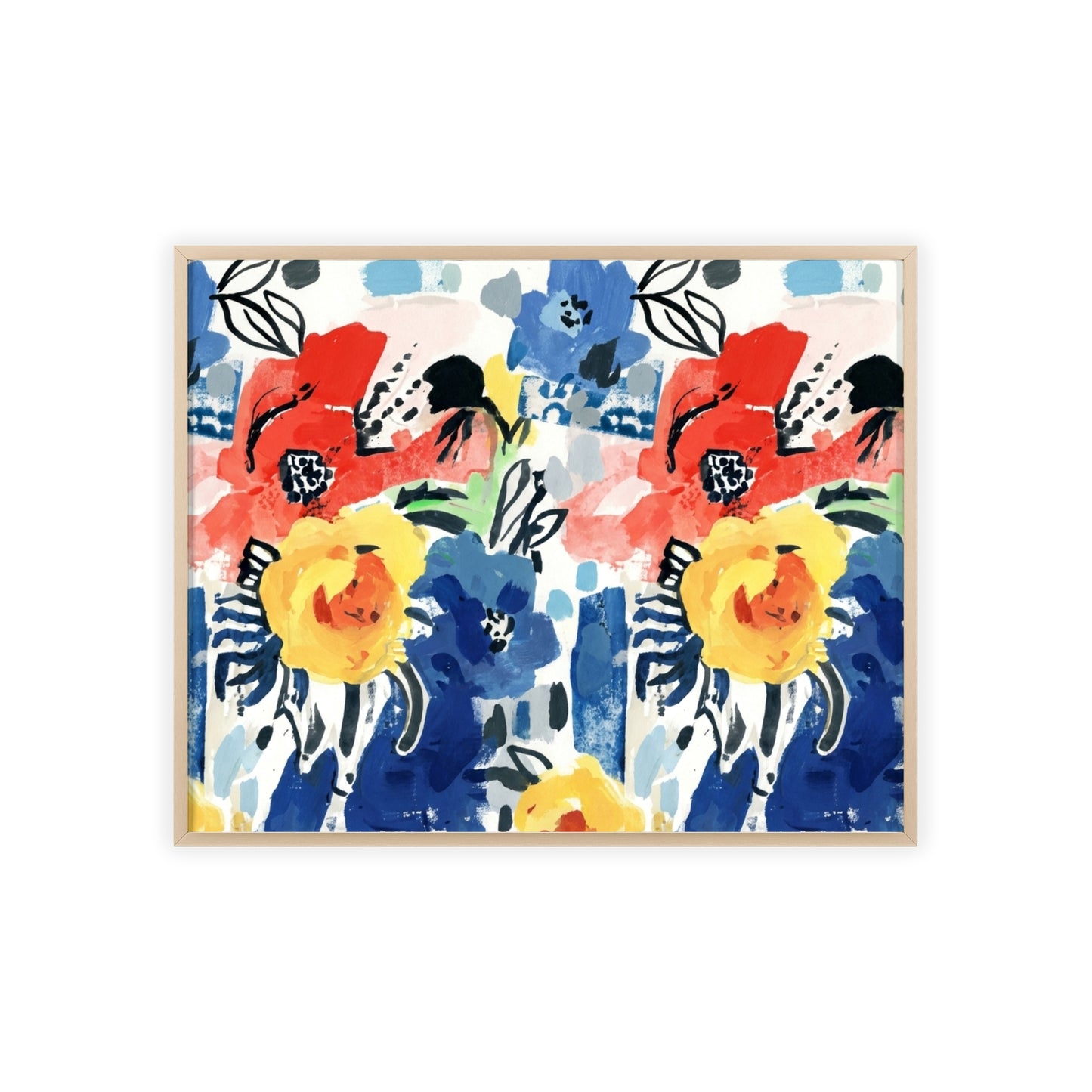 Abstract Flora Wood Framed Posters