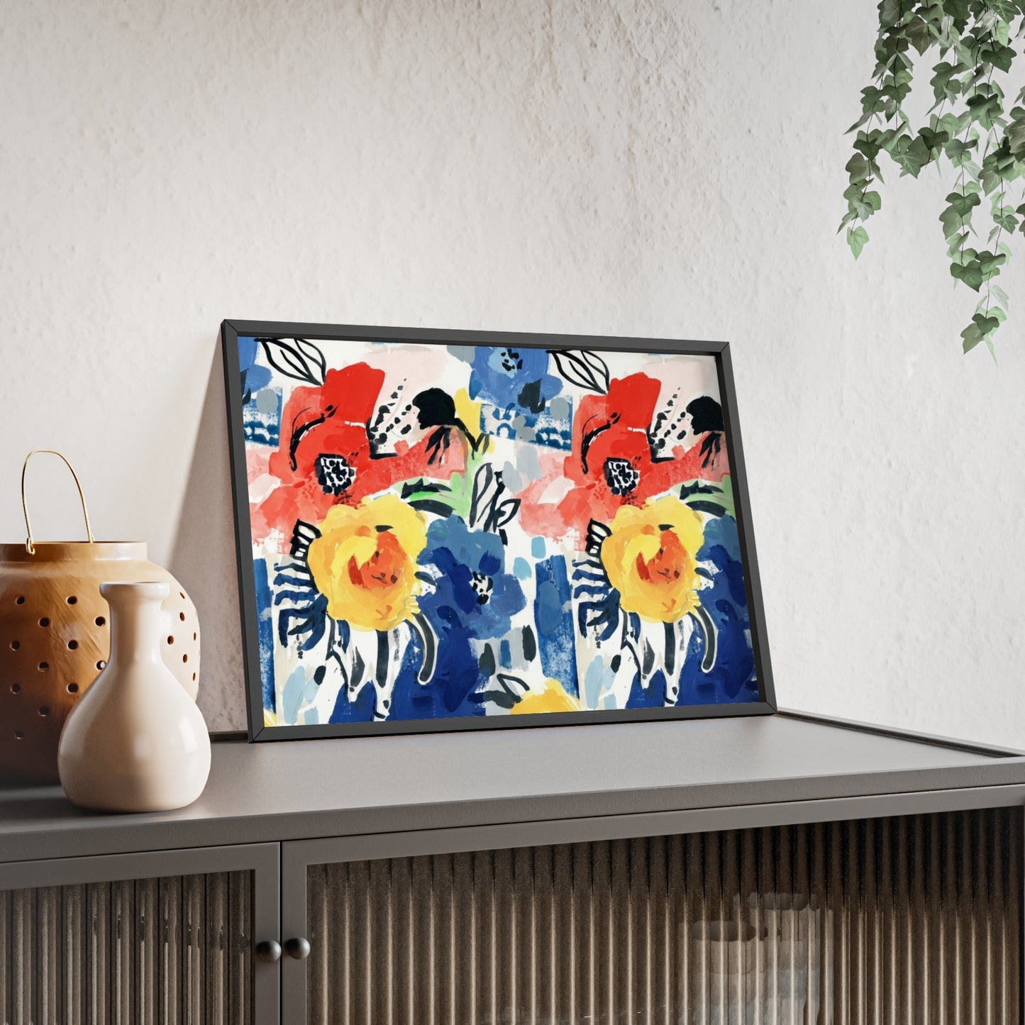 Abstract Flora Wood Framed Posters
