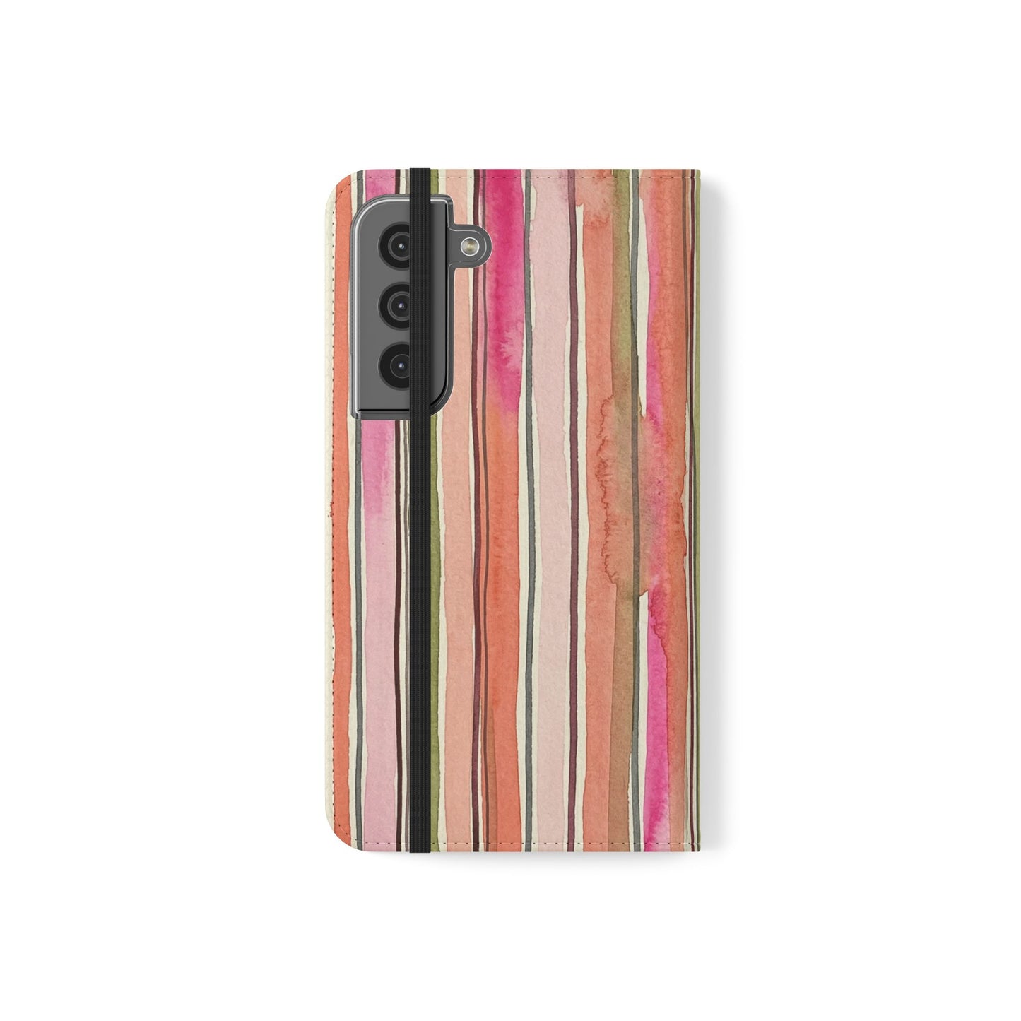 Summer Stripe Vegan Leather Flip Case