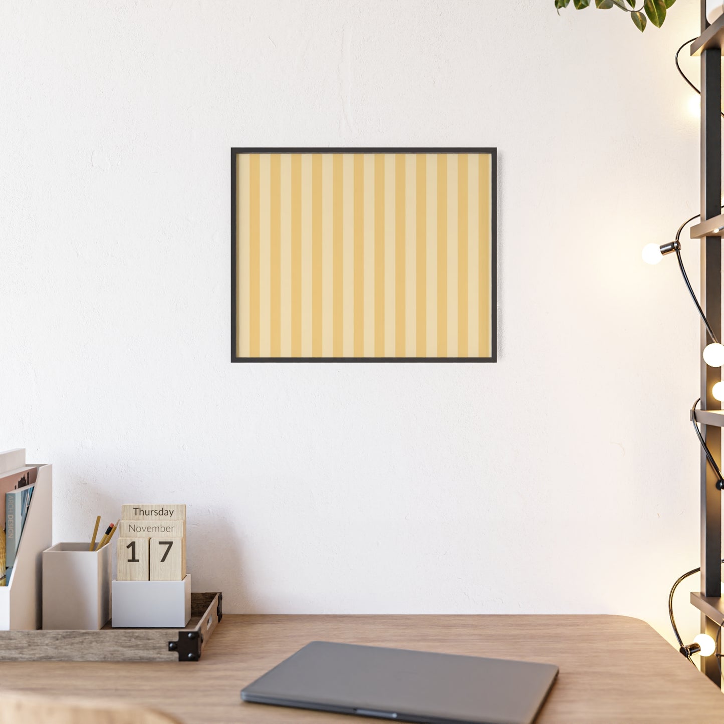 Buttercup Stripe Wood Framed Posters
