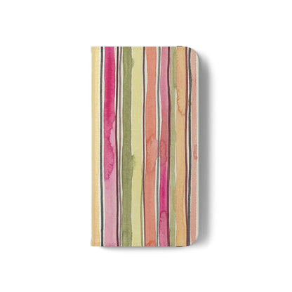 Summer Stripe Vegan Leather Flip Case