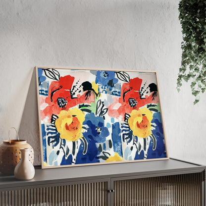 Abstract Flora Wood Framed Posters