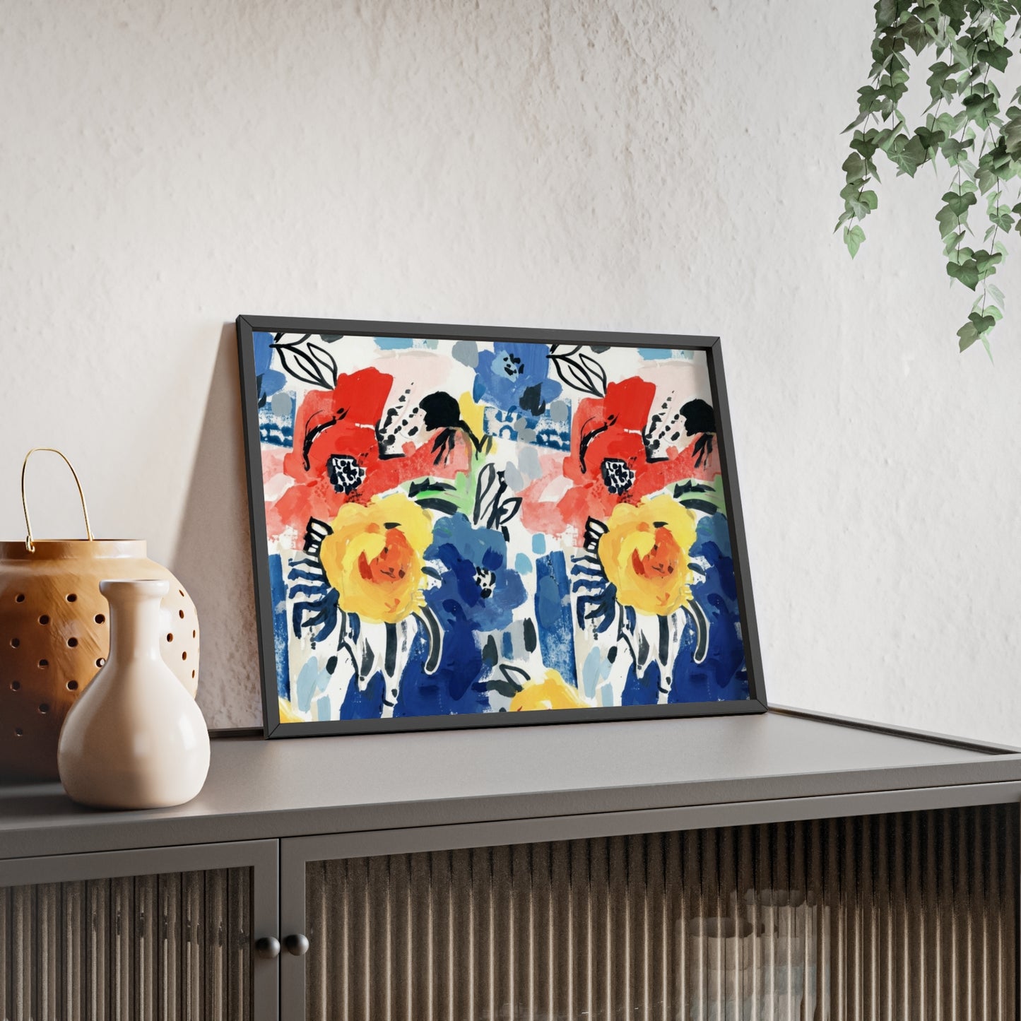 Abstract Flora Wood Framed Posters