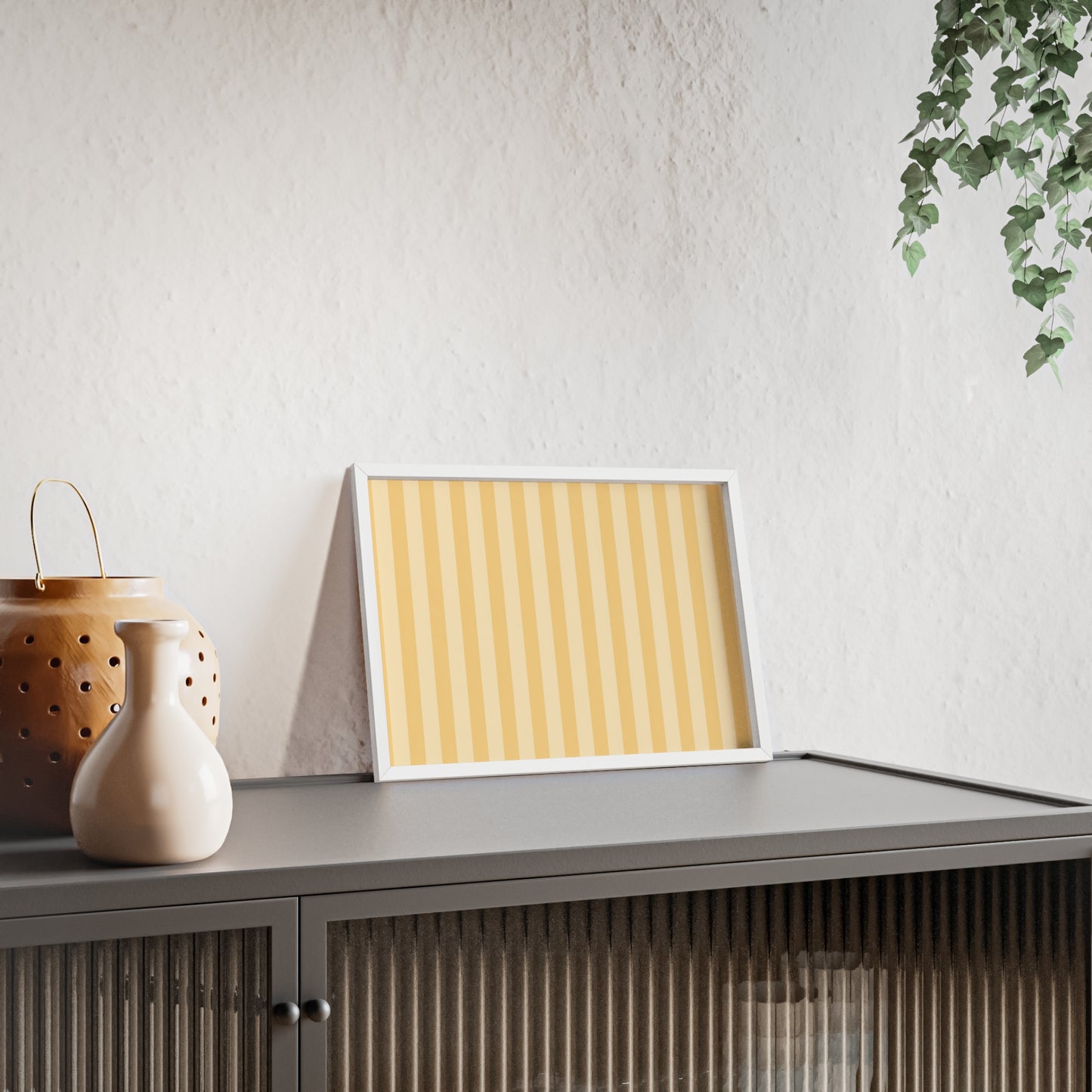 Buttercup Stripe Wood Framed Posters
