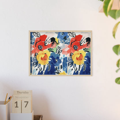 Abstract Flora Wood Framed Posters