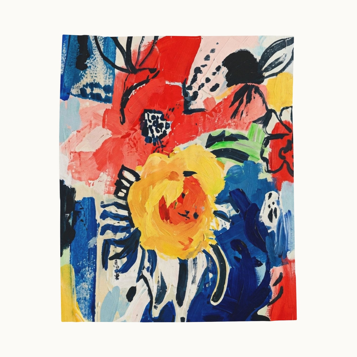 Abstract Flora Velveteen Plush Blanket