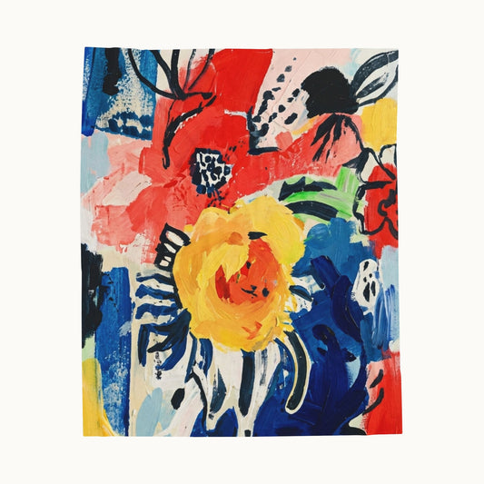 Abstract Flora Velveteen Plush Blanket