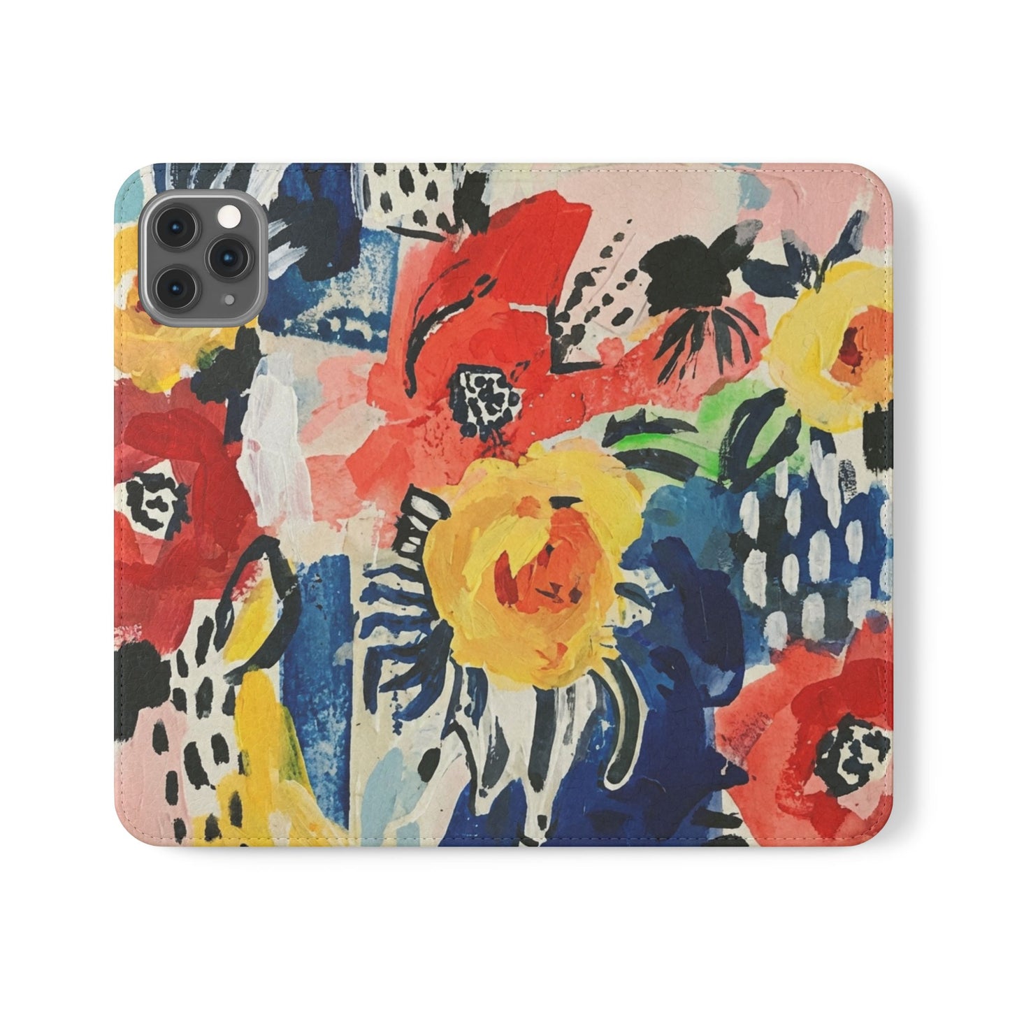 Abstract Flora Vegan Leather Flip Case