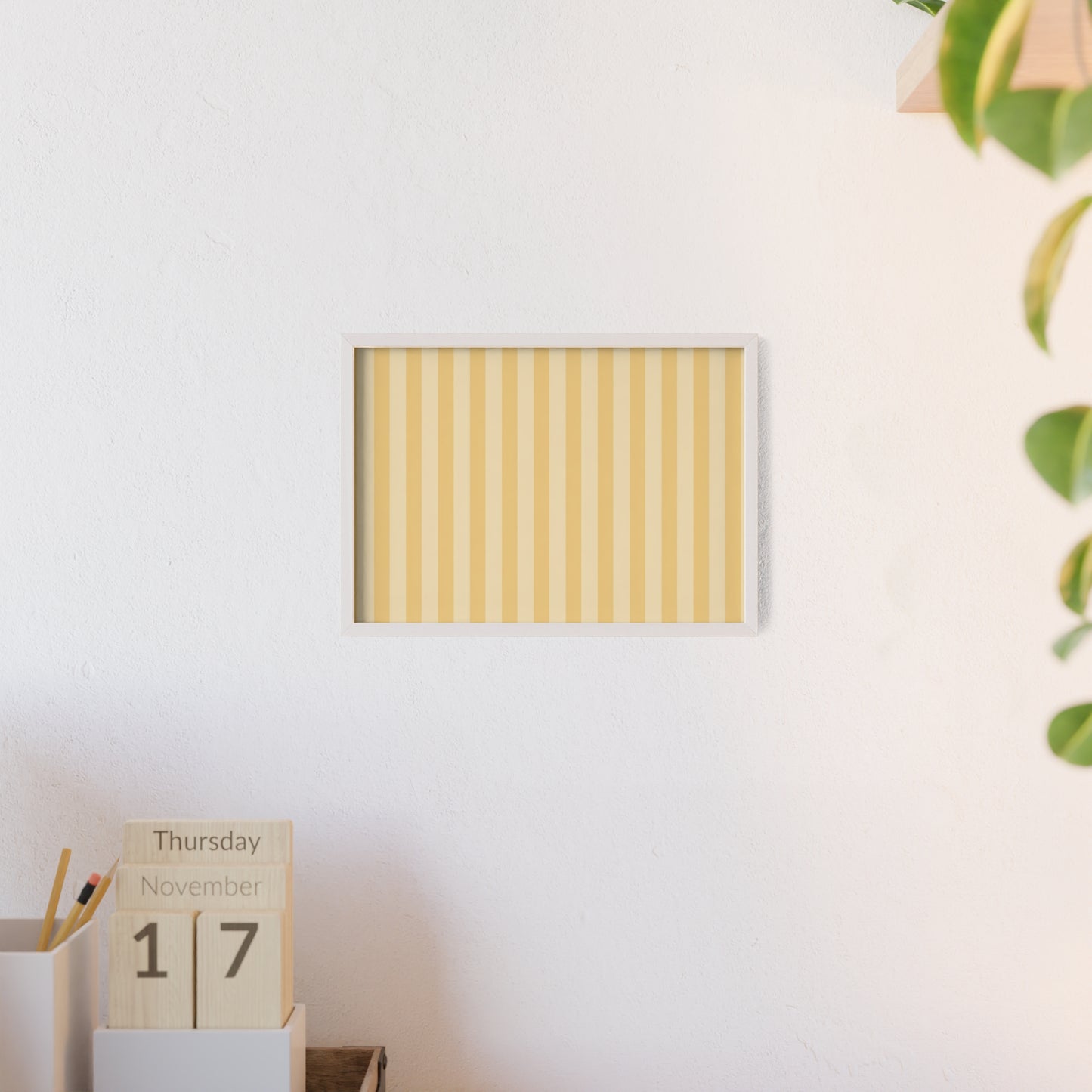 Buttercup Stripe Wood Framed Posters