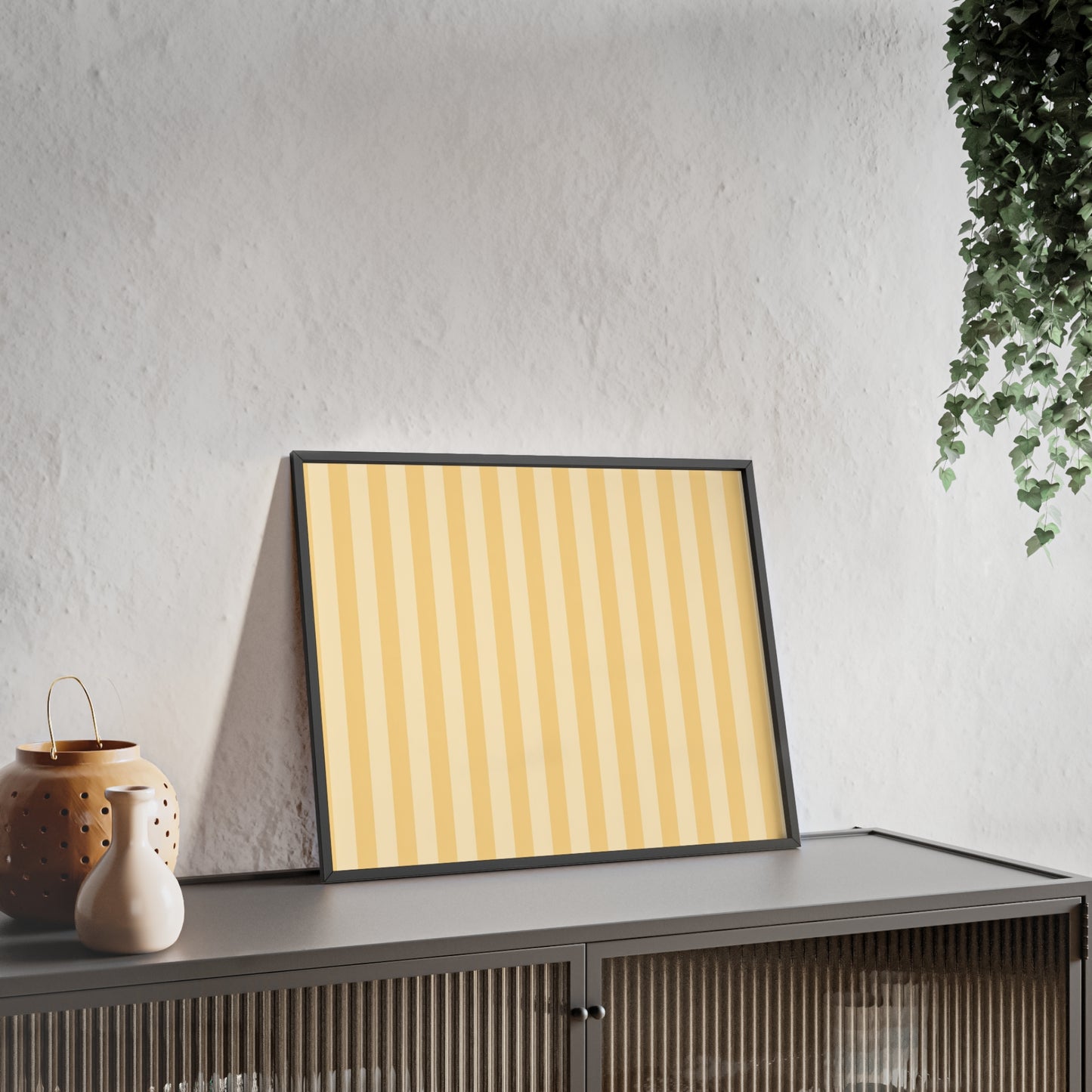 Buttercup Stripe Wood Framed Posters