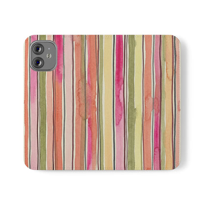 Summer Stripe Vegan Leather Flip Case