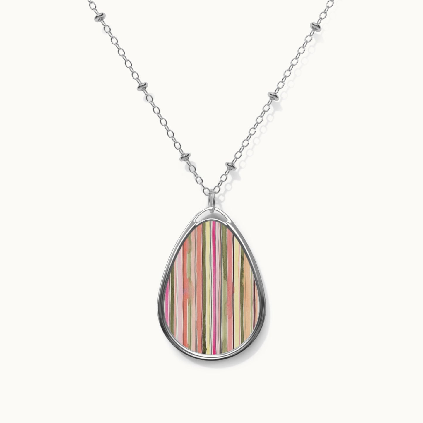 Summer Stripe Oval Necklace