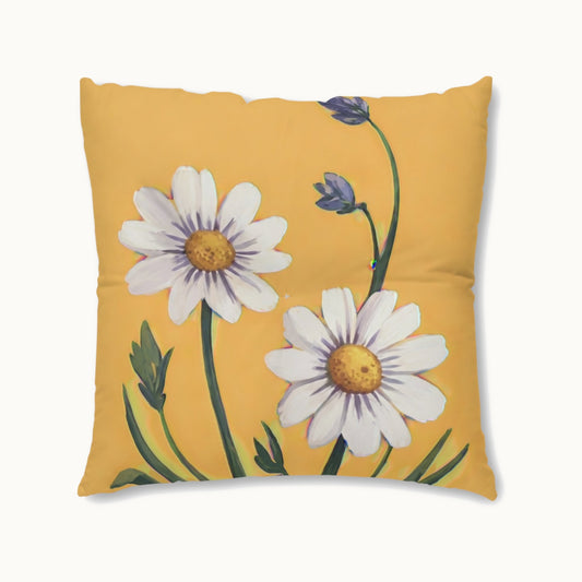 Spring Daisies Square Tufted Floor Pillow